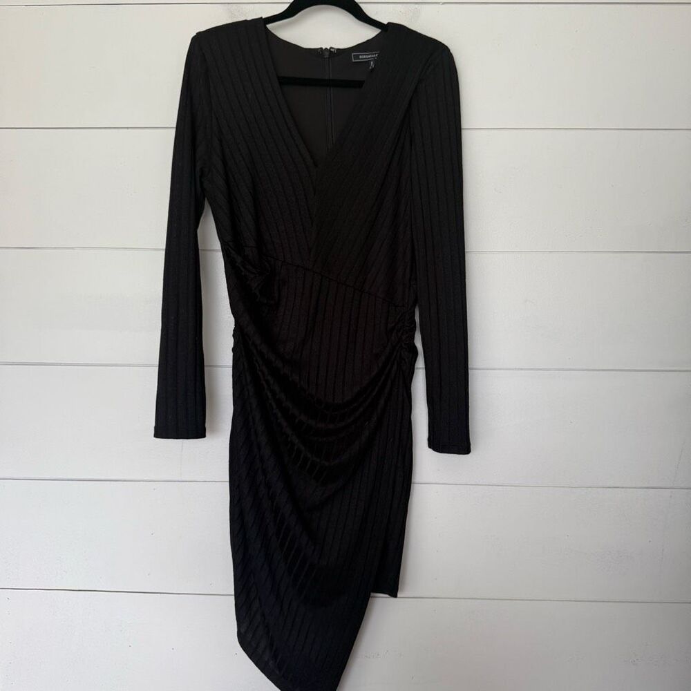 BCBG Maxazria Women’s 6 Black Faux Wrap Dress